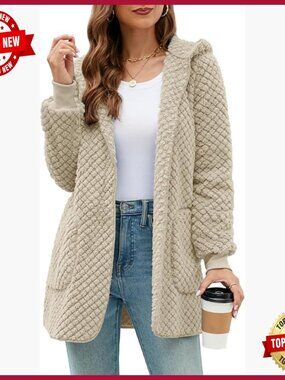Oversized Sherpa Jacket Long Cardigan Fuzzy Fleece Faux Fur Plus Size Coats